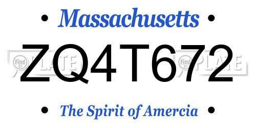ZQ4T672 Massachusetts License Plate