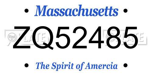 ZQ52485 Massachusetts License Plate
