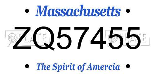 ZQ57455 Massachusetts License Plate