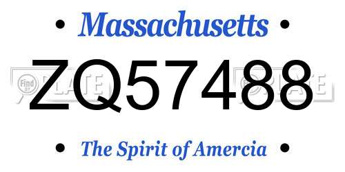 ZQ57488 Massachusetts License Plate