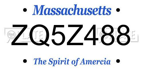 ZQ5Z488 Massachusetts License Plate