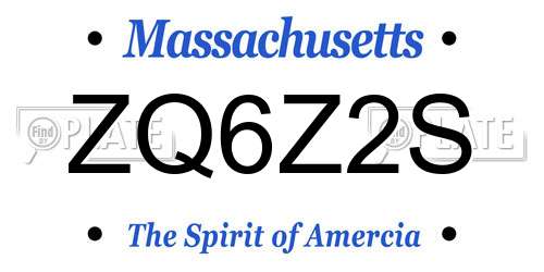 ZQ6Z2S Massachusetts License Plate