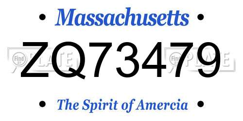 ZQ73479 Massachusetts License Plate