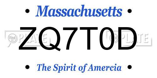 ZQ7T0D Massachusetts License Plate