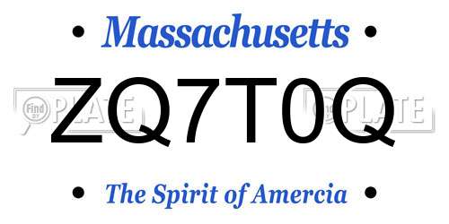 ZQ7T0Q Massachusetts License Plate