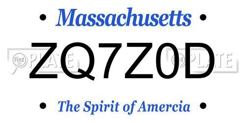 ZQ7Z0D Massachusetts License Plate