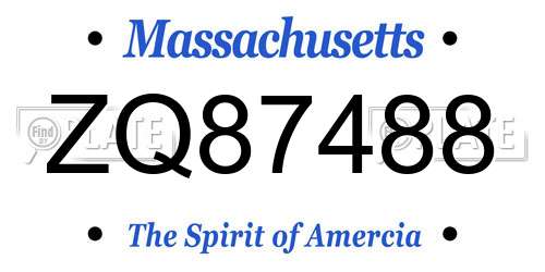 ZQ87488 Massachusetts License Plate