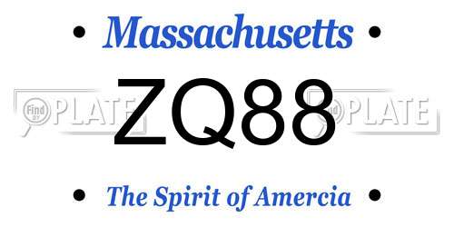 ZQ88 Massachusetts License Plate