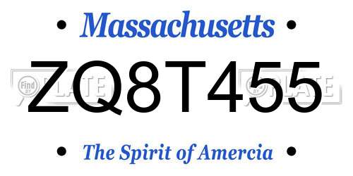 ZQ8T455 Massachusetts License Plate