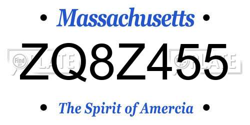 ZQ8Z455 Massachusetts License Plate