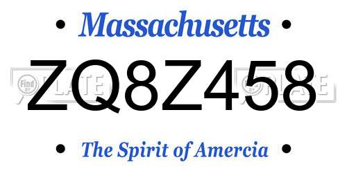 ZQ8Z458 Massachusetts License Plate