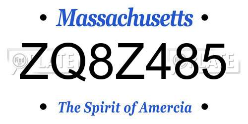 ZQ8Z485 Massachusetts License Plate