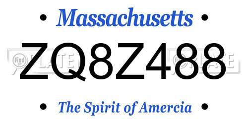 ZQ8Z488 Massachusetts License Plate