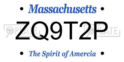 ZQ9T2P Massachusetts License Plate