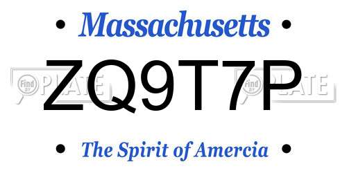 ZQ9T7P Massachusetts License Plate