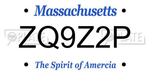 ZQ9Z2P Massachusetts License Plate