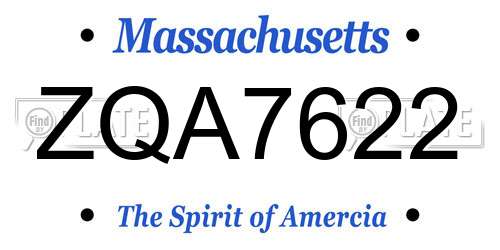 ZQA7622 Massachusetts License Plate