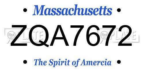 ZQA7672 Massachusetts License Plate