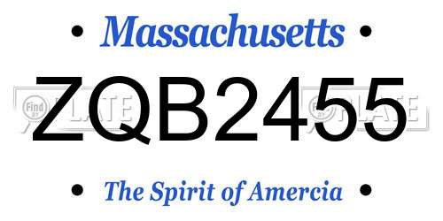 ZQB2455 Massachusetts License Plate