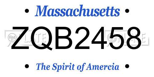 ZQB2458 Massachusetts License Plate