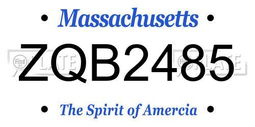 ZQB2485 Massachusetts License Plate