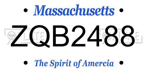 ZQB2488 Massachusetts License Plate