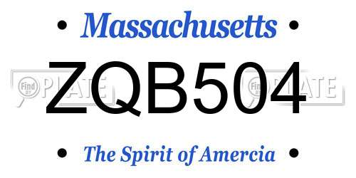 ZQB504 Massachusetts License Plate