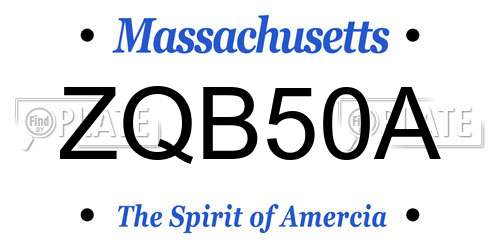 ZQB50A Massachusetts License Plate