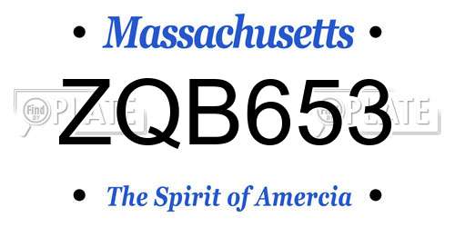 ZQB653 Massachusetts License Plate