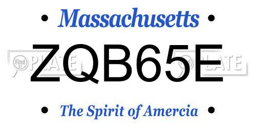 ZQB65E Massachusetts License Plate