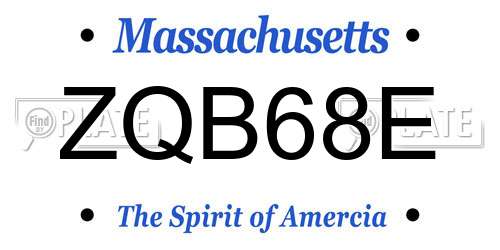 ZQB68E Massachusetts License Plate