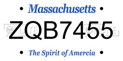ZQB7455 Massachusetts License Plate