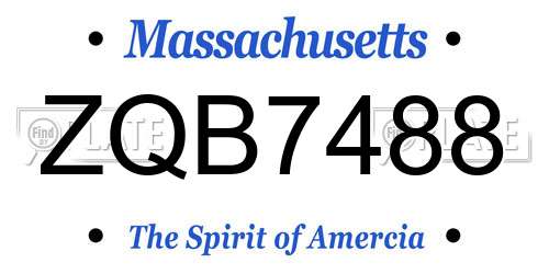 ZQB7488 Massachusetts License Plate