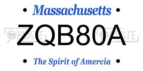 ZQB80A Massachusetts License Plate