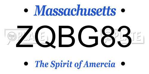 ZQBG83 Massachusetts License Plate