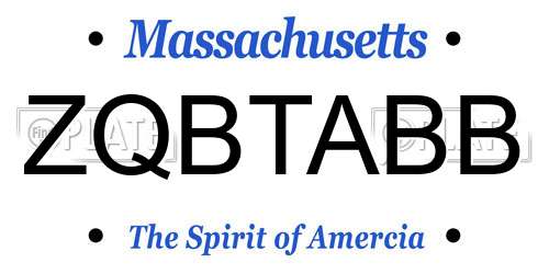 ZQBTABB Massachusetts License Plate