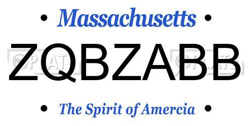 ZQBZABB Massachusetts License Plate