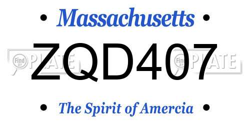 ZQD407 Massachusetts License Plate
