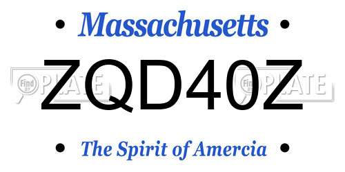 ZQD40Z Massachusetts License Plate