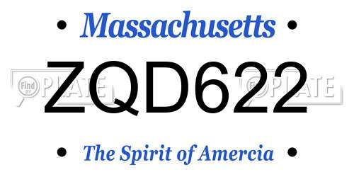 ZQD622 Massachusetts License Plate