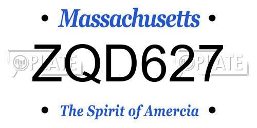 ZQD627 Massachusetts License Plate