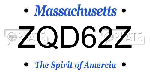 ZQD62Z Massachusetts License Plate