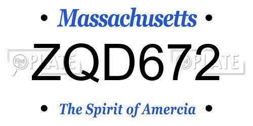 ZQD672 Massachusetts License Plate