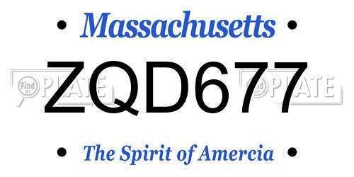 ZQD677 Massachusetts License Plate