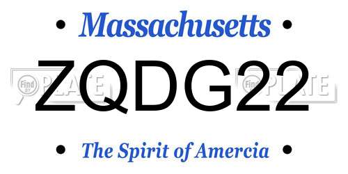 ZQDG22 Massachusetts License Plate