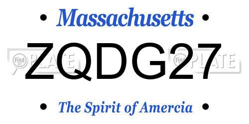 ZQDG27 Massachusetts License Plate