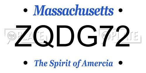 ZQDG72 Massachusetts License Plate