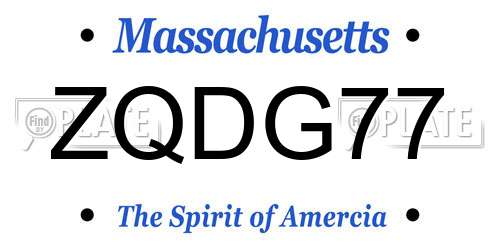 ZQDG77 Massachusetts License Plate