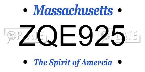 ZQE925 Massachusetts License Plate