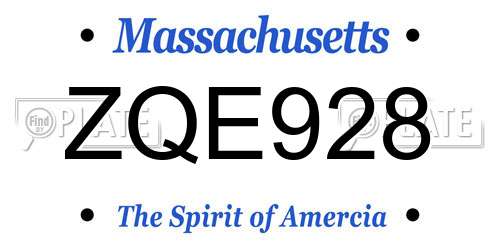 ZQE928 Massachusetts License Plate